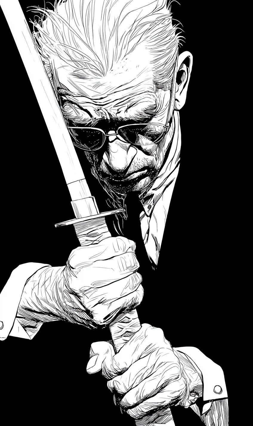 Samurai Blade Portrait Print. poster — illustration art