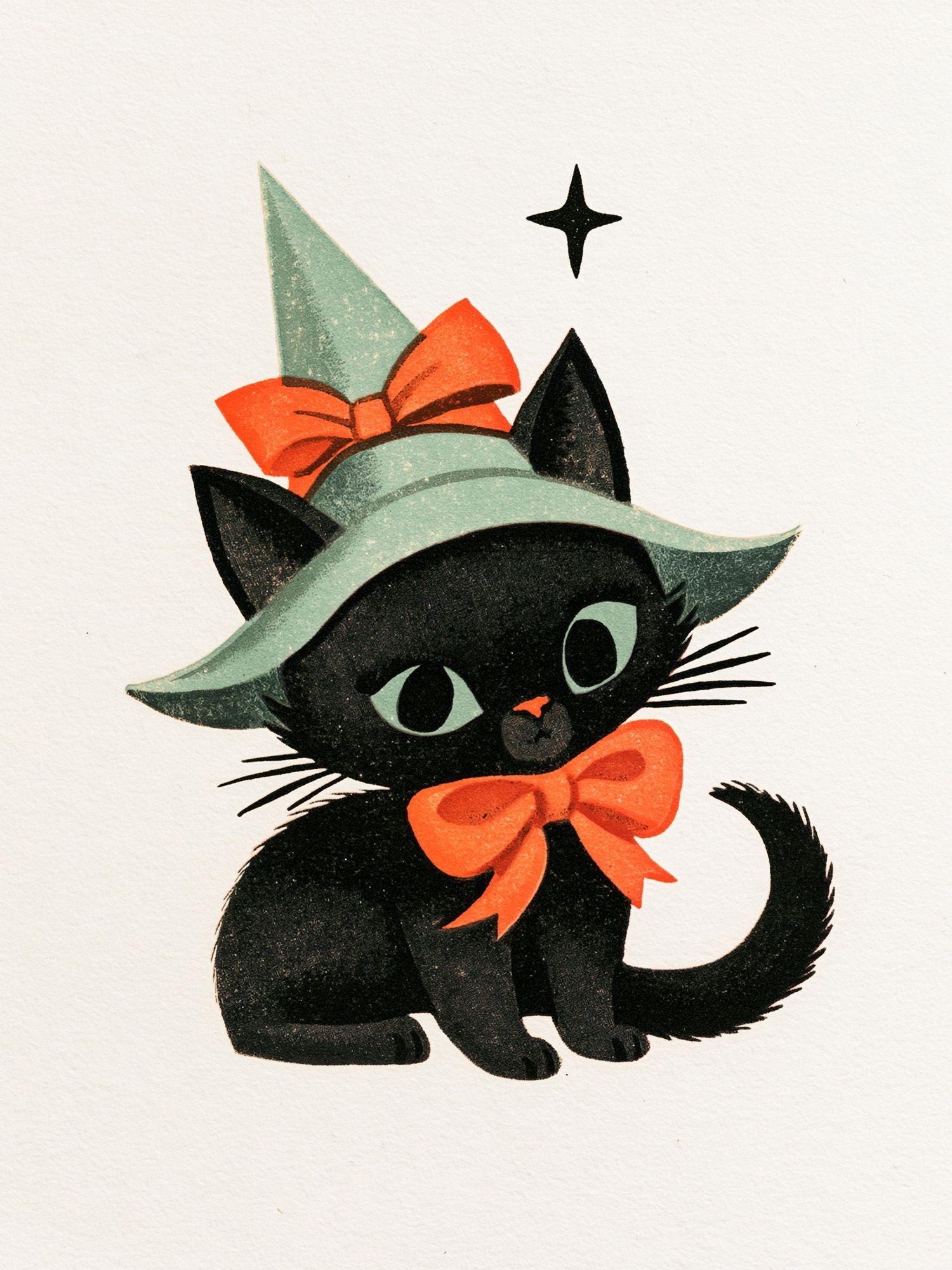 Witch Hat Cat Illustration Poster. poster — illustration art