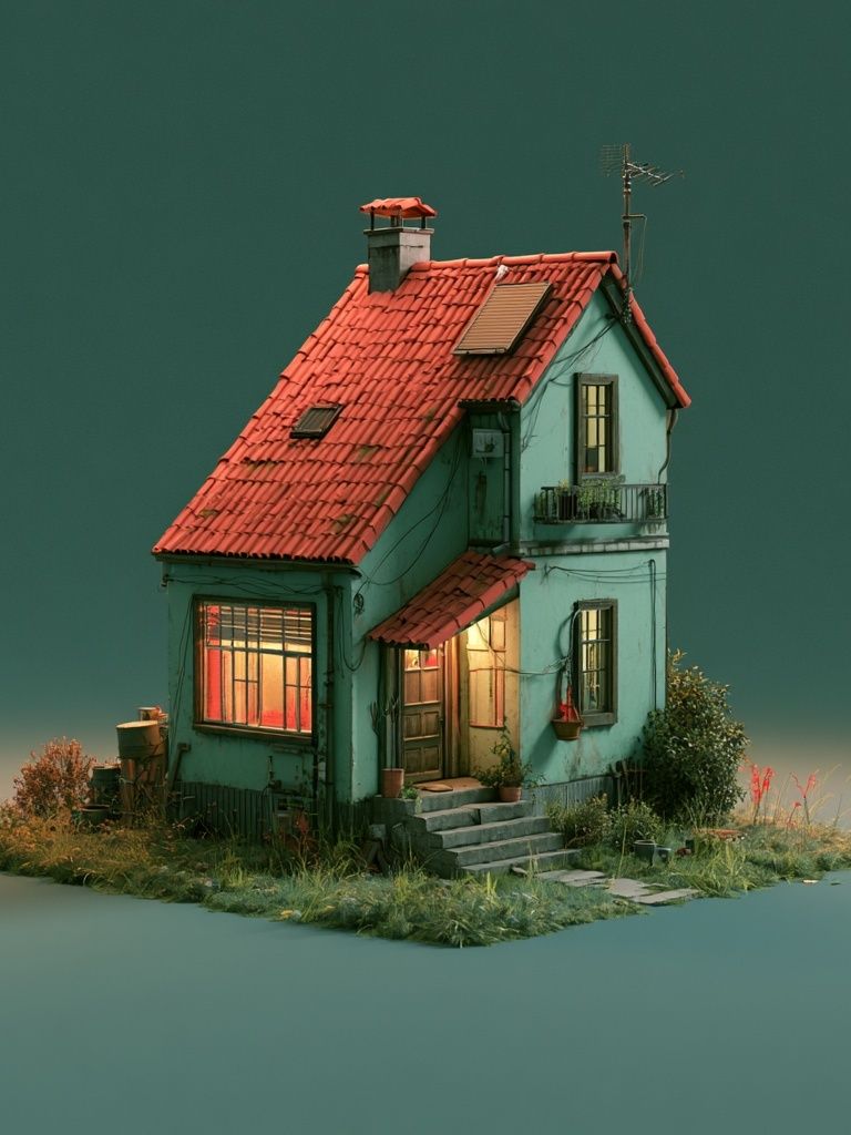 Whimsical Cottage Illustration Poster. poster detail