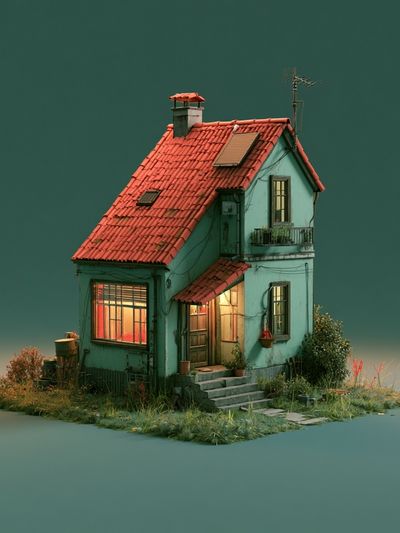 Whimsical Cottage Illustration Poster.