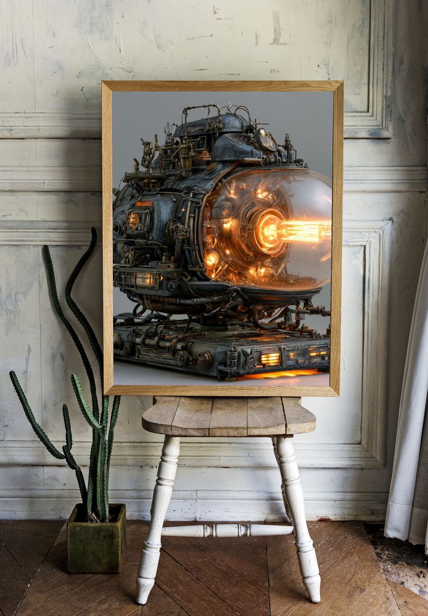 Steampunk Reactor Machine Print. — room view 1