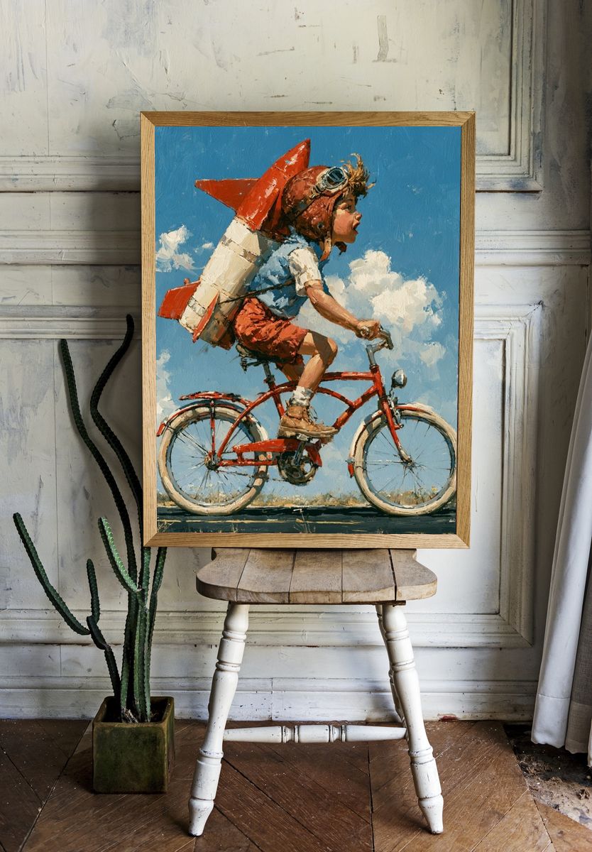 Rocket Rider Illustration Poster. room preview