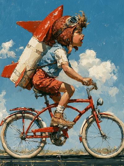 Rocket Rider Illustration Poster.