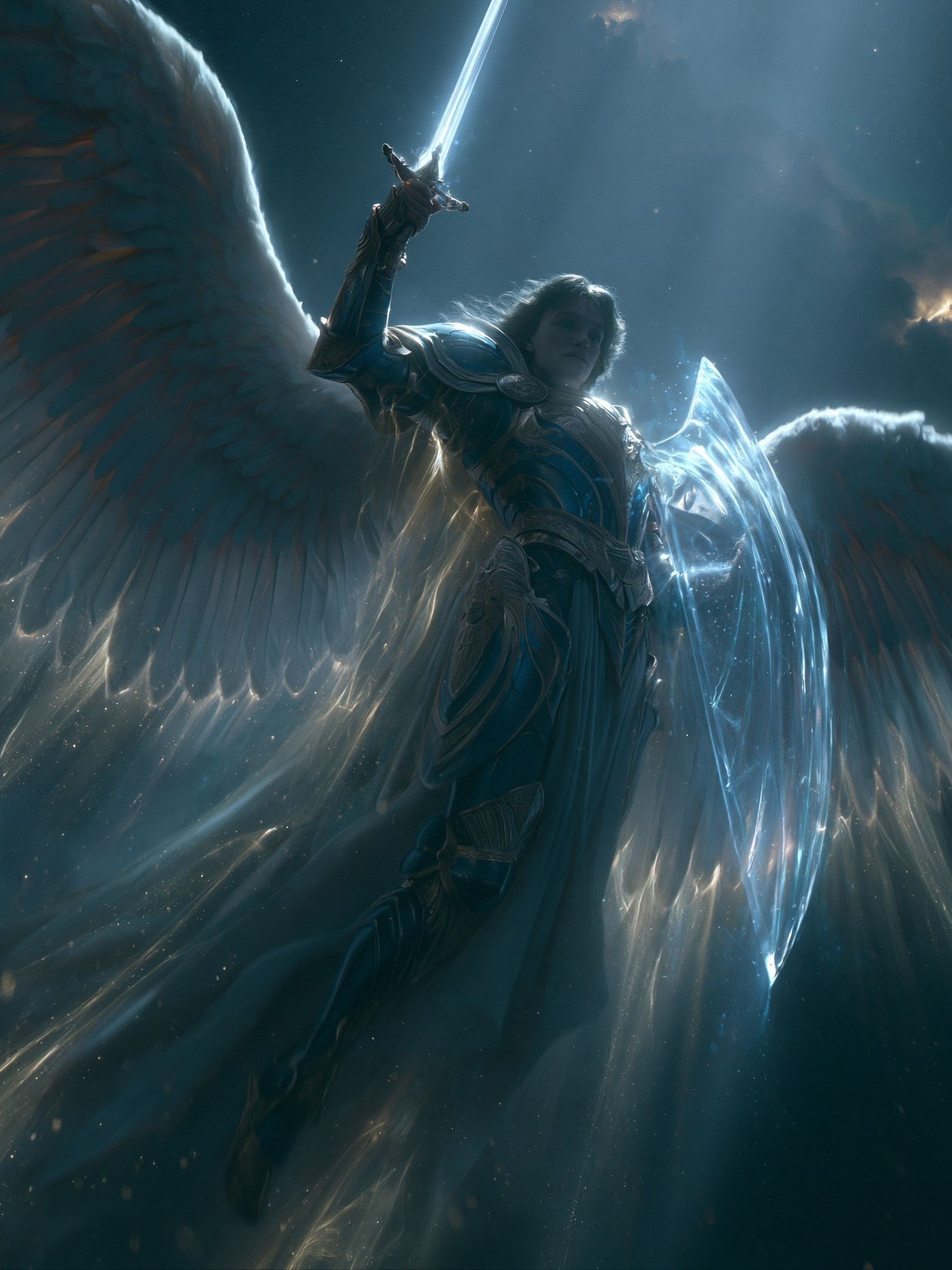Celestial Winged Warrior Fantasy Print. poster — illustration art