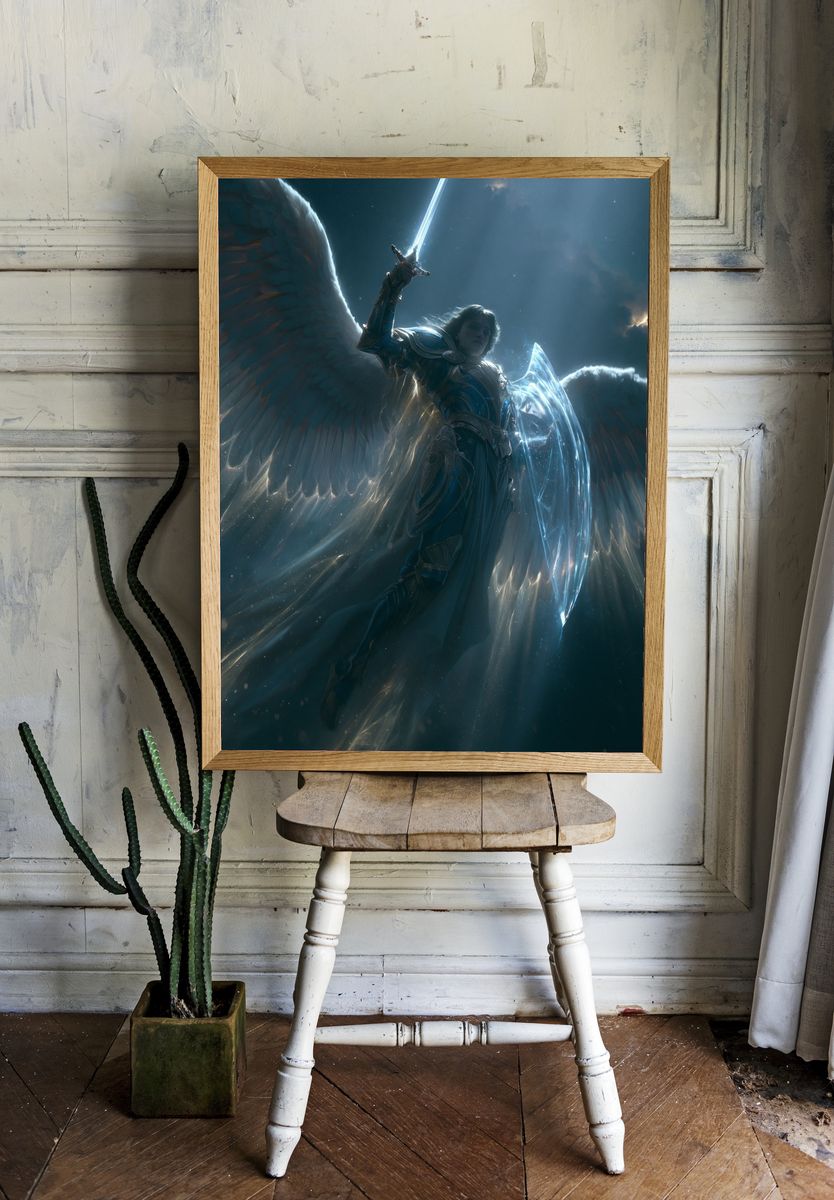 Celestial Winged Warrior Fantasy Print. — room view 1