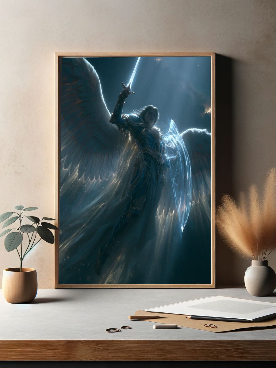 Celestial Winged Warrior Fantasy Print. — room view 2