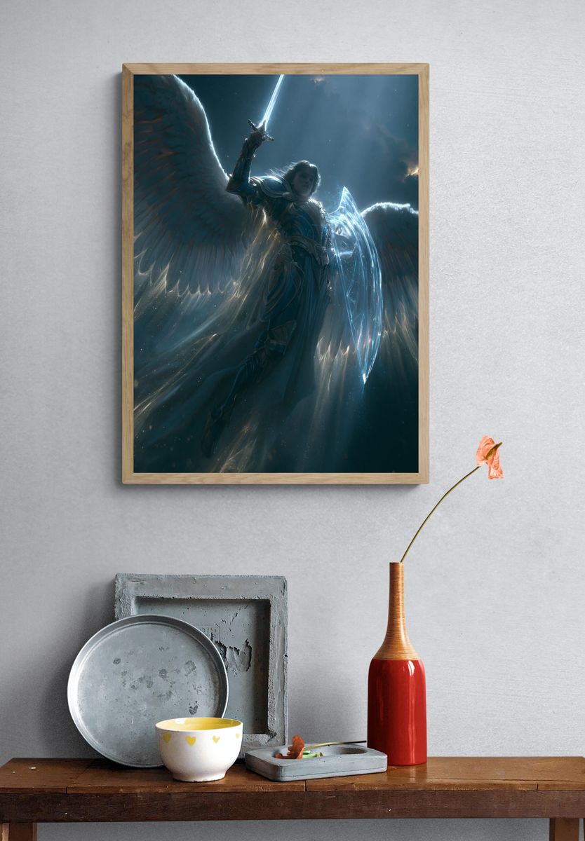 Celestial Winged Warrior Fantasy Print. — room view 3