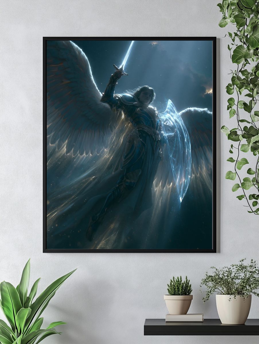 Celestial Winged Warrior Fantasy Print. — room view 4