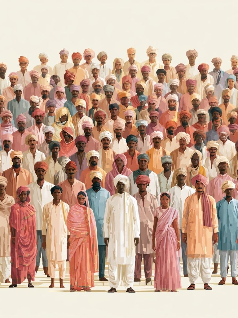 Rajasthani Crowd Portrait Illustration Poster. poster — illustration art
