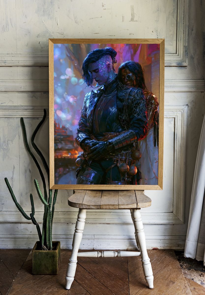 Dark Elf Portrait Illustration Poster. — room view 1