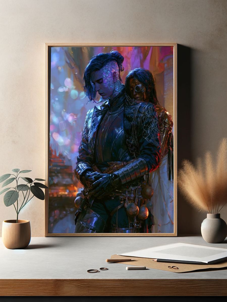 Dark Elf Portrait Illustration Poster. — room view 2