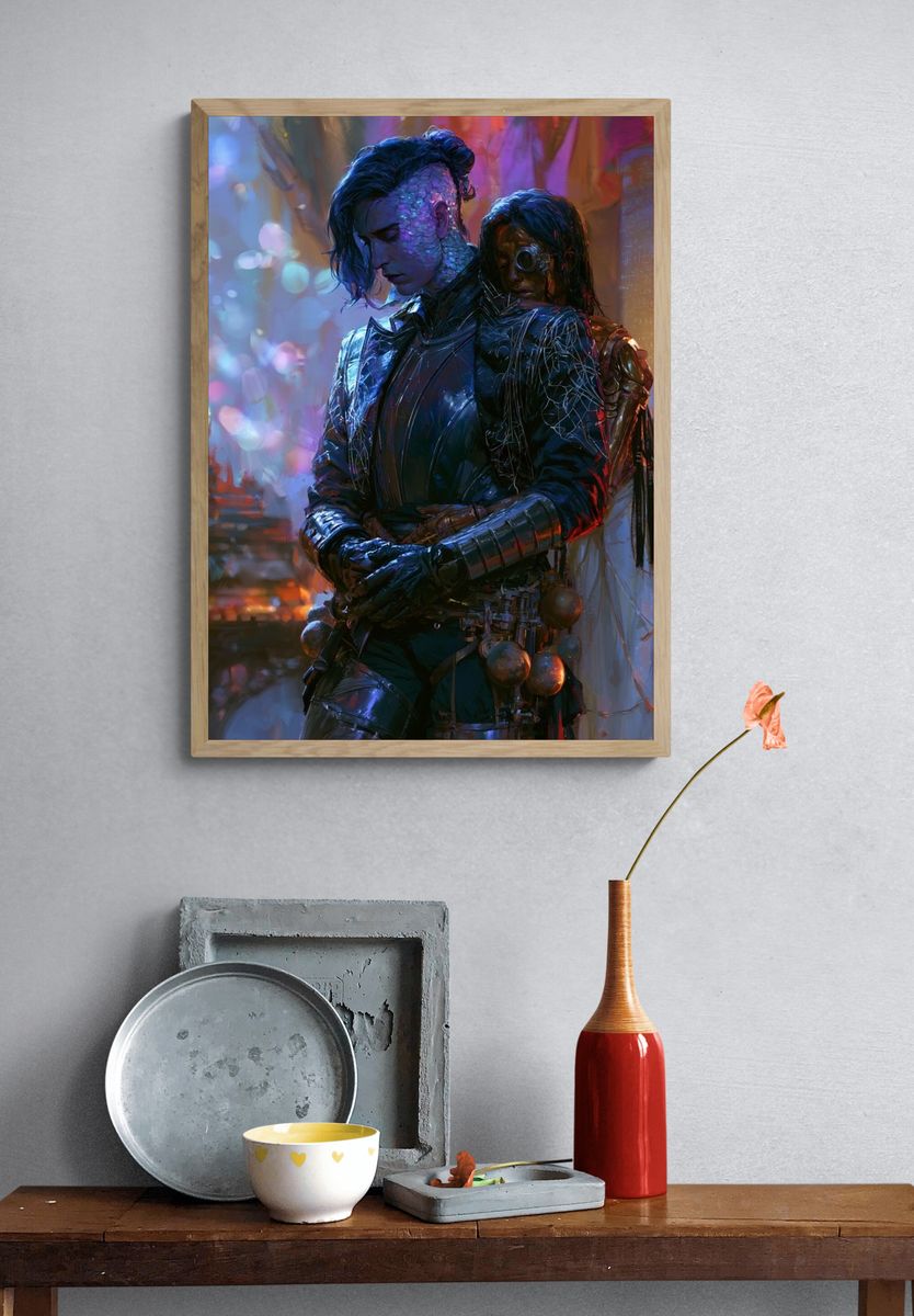 Dark Elf Portrait Illustration Poster. — room view 3