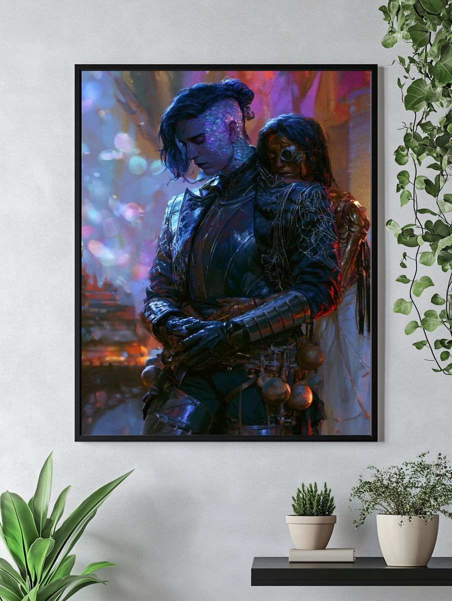 Dark Elf Portrait Illustration Poster. — room view 4