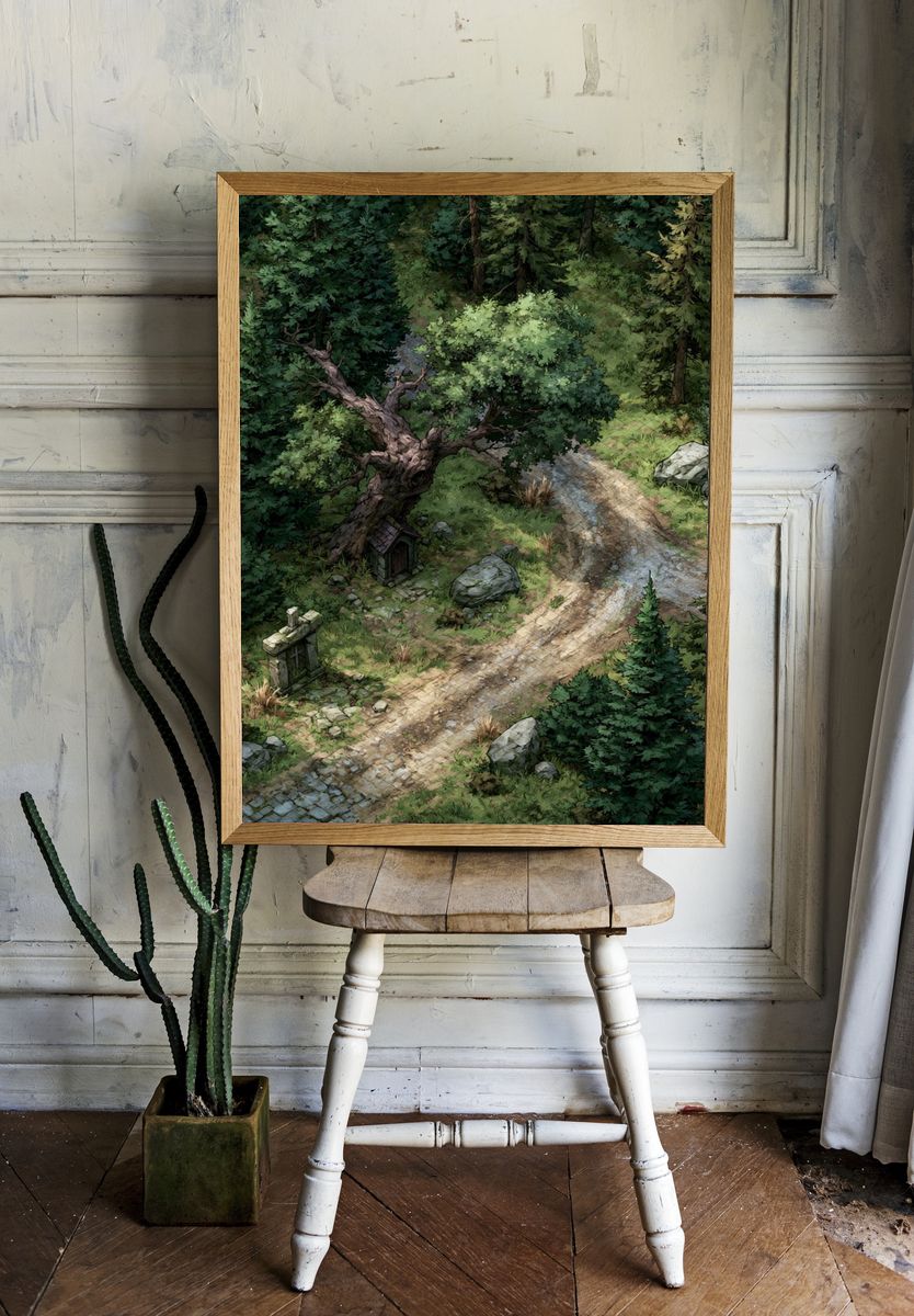 Enchanted Forest Path Illustration Poster. room preview
