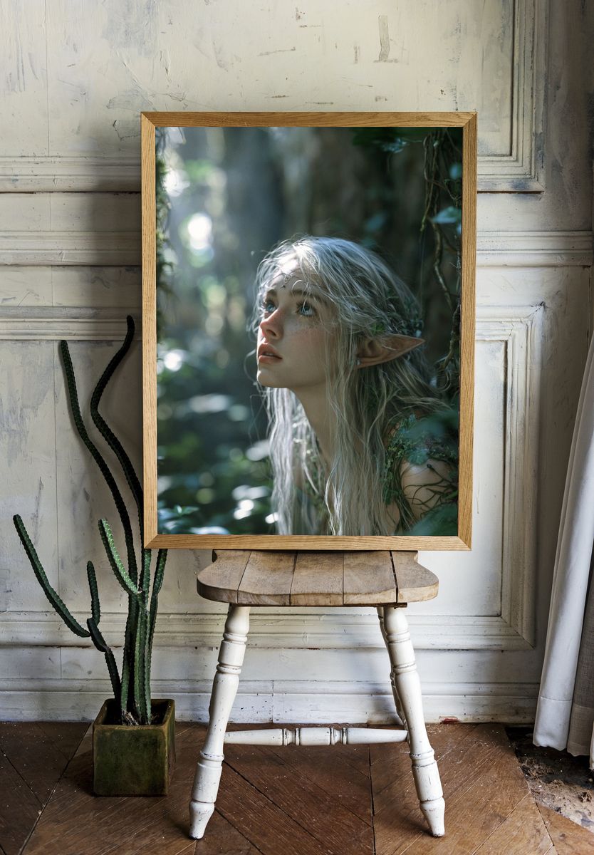 Forest Elf Portrait Print. — room view 1