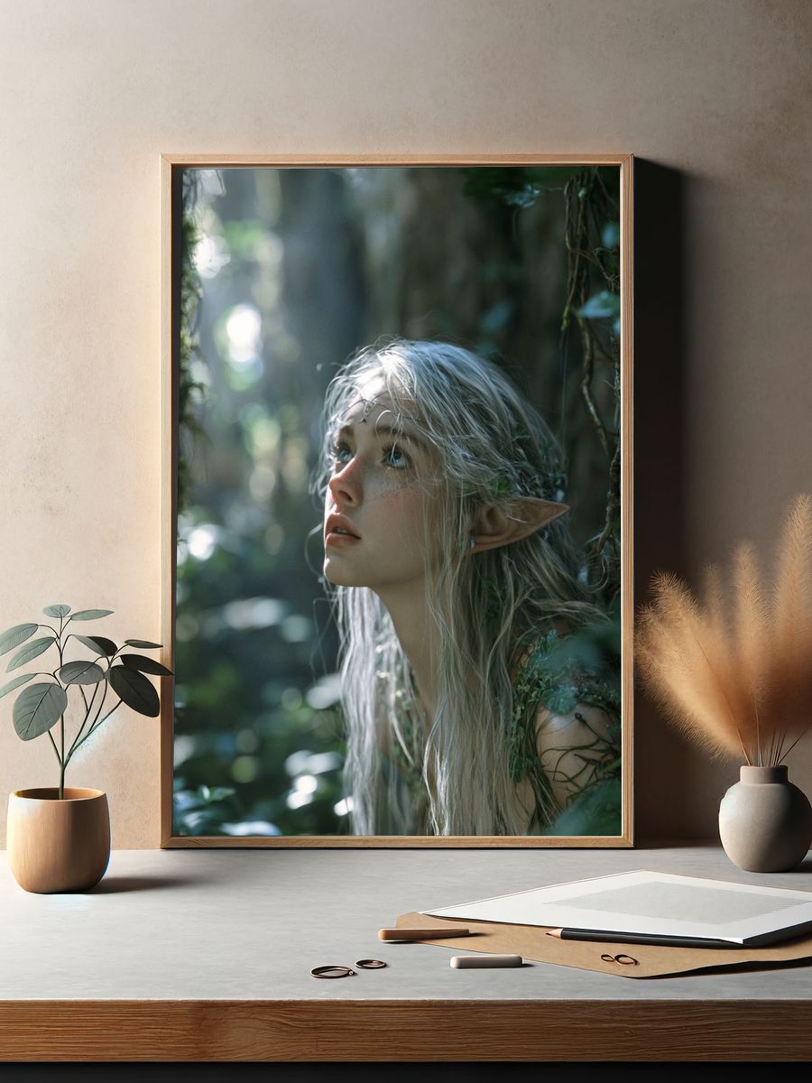 Forest Elf Portrait Print. — room view 2