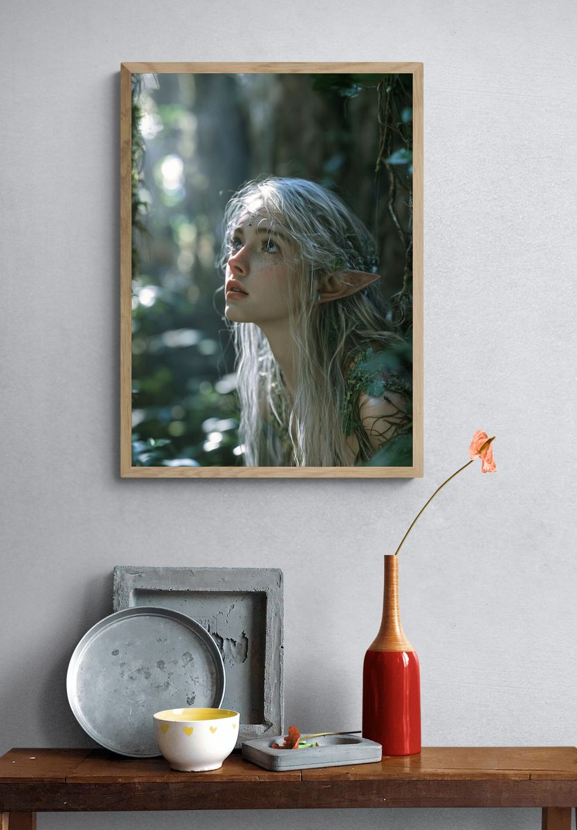Forest Elf Portrait Print. — room view 3