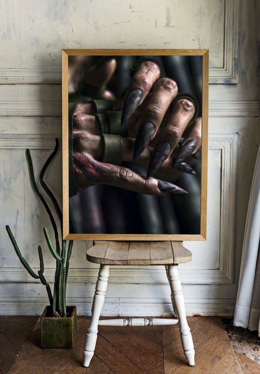Dark Clawed Hand Illustration Poster. — room view 1