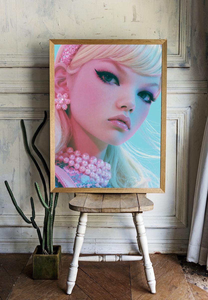 Pastel Doll Portrait Print. room preview