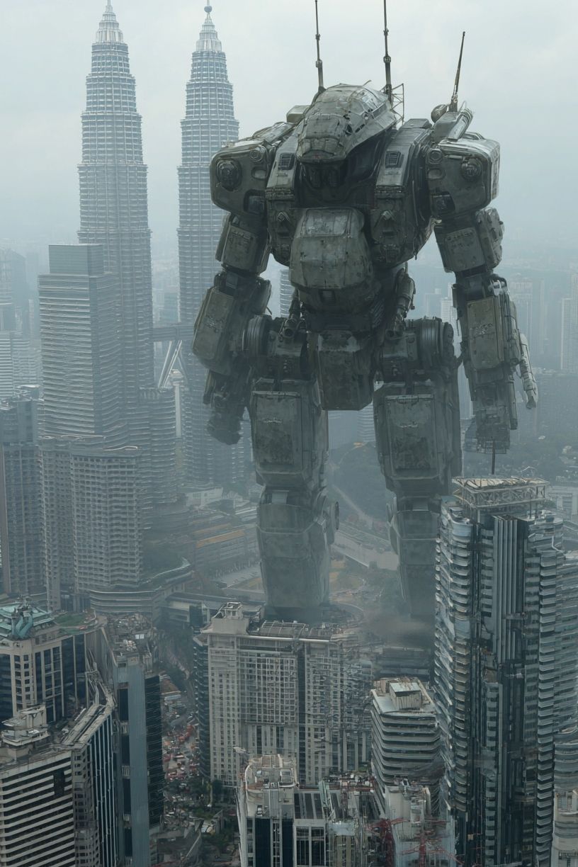 Giant Mech Over Kuala Lumpur Poster. poster detail