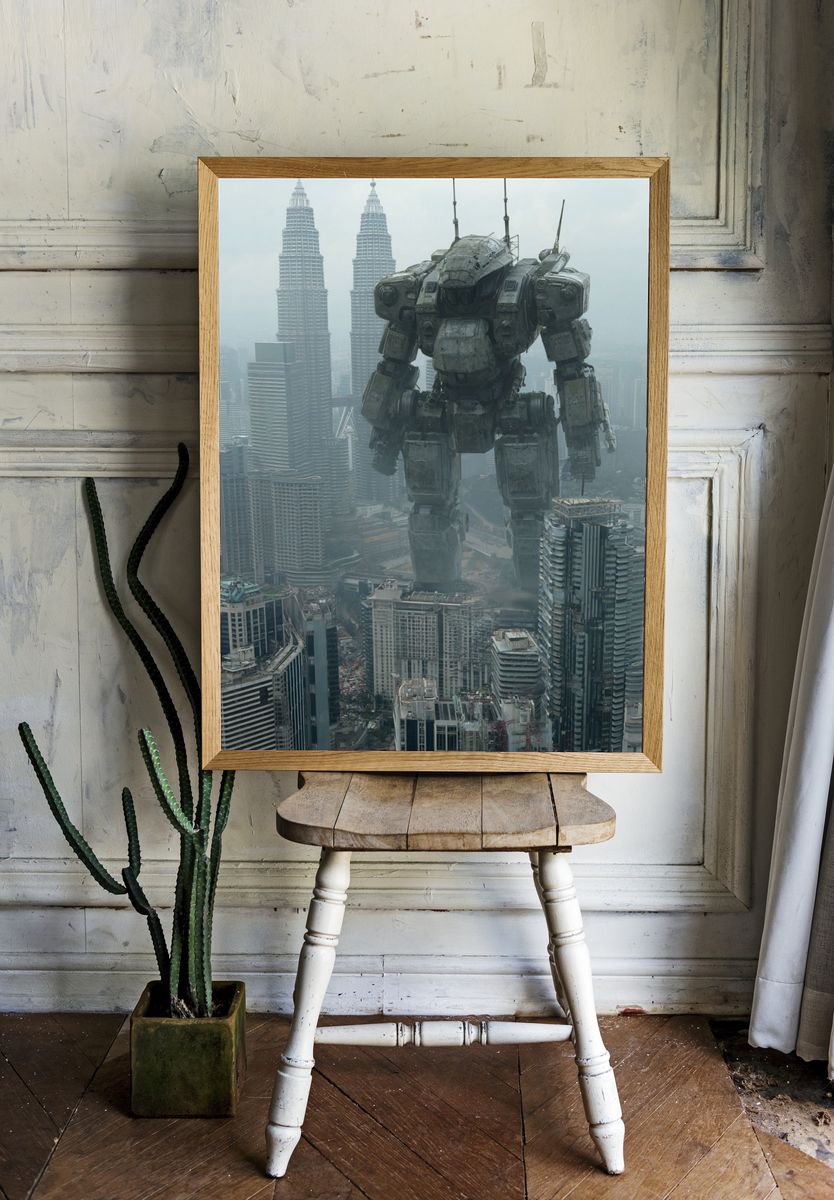 Giant Mech Over Kuala Lumpur Poster. room preview