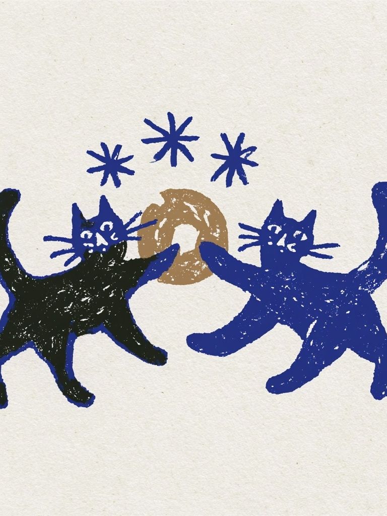 Playful Cats Illustration Poster. poster detail