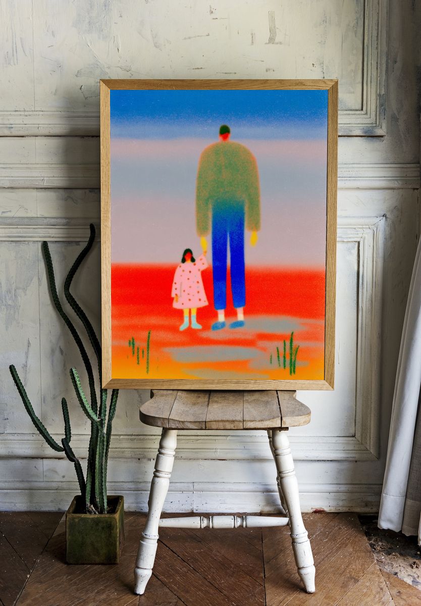 Dreamlike Family Illustration Poster. room preview
