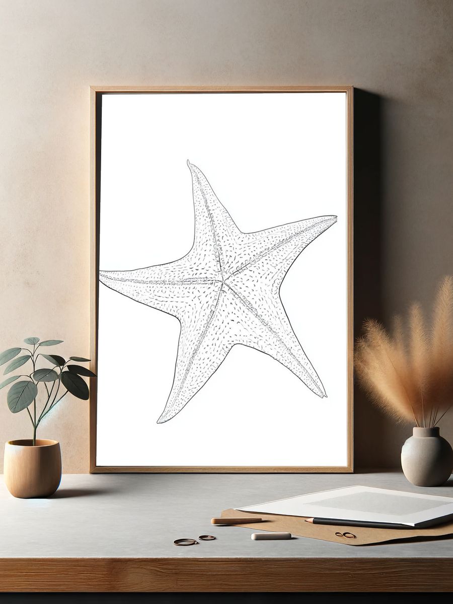 Starfish Line Art Print. — room view 2