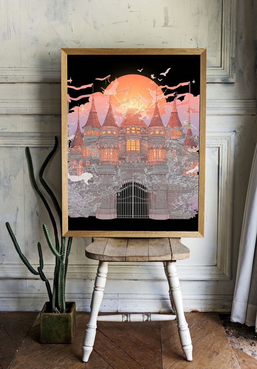 Enchanted Castle Sunset Print. room preview