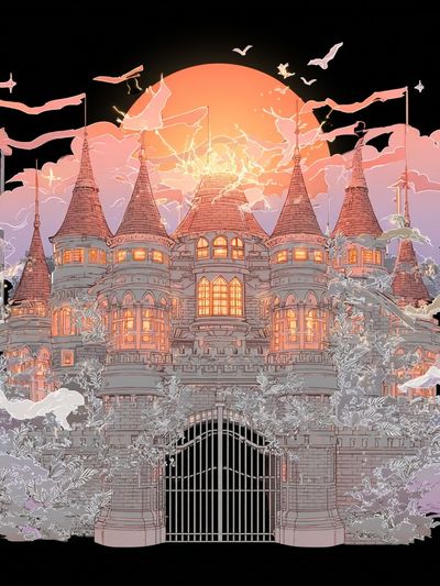 Enchanted Castle Sunset Print. poster print