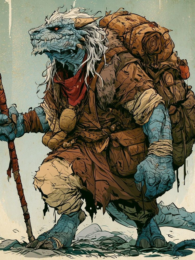 Fantasy Lizard Warrior Print. poster detail
