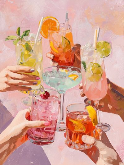 Cocktail Toast Illustration Poster. poster print