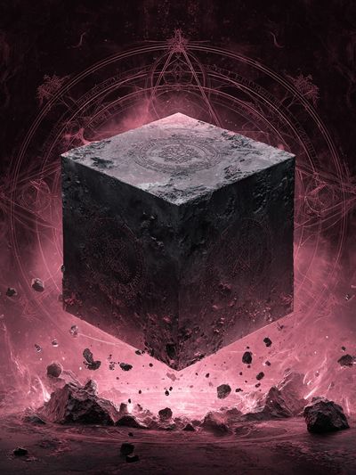 Mystic Floating Cube Illustration Poster. poster print