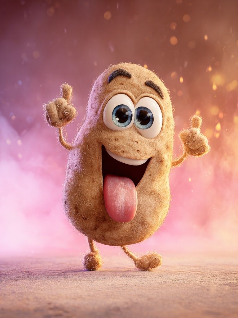 Cheeky Potato Character Illustration Poster. poster detail