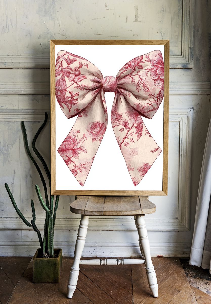 Floral Bow Illustration Poster room preview