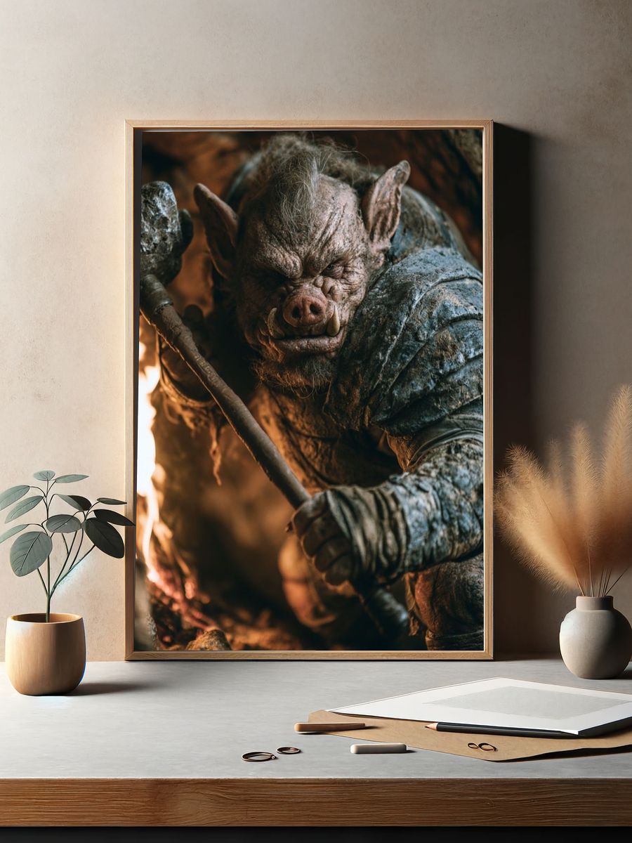 Orc Warrior Fantasy Poster. — room view 2