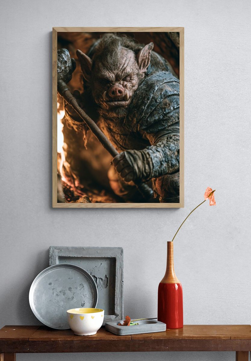 Orc Warrior Fantasy Poster. — room view 3