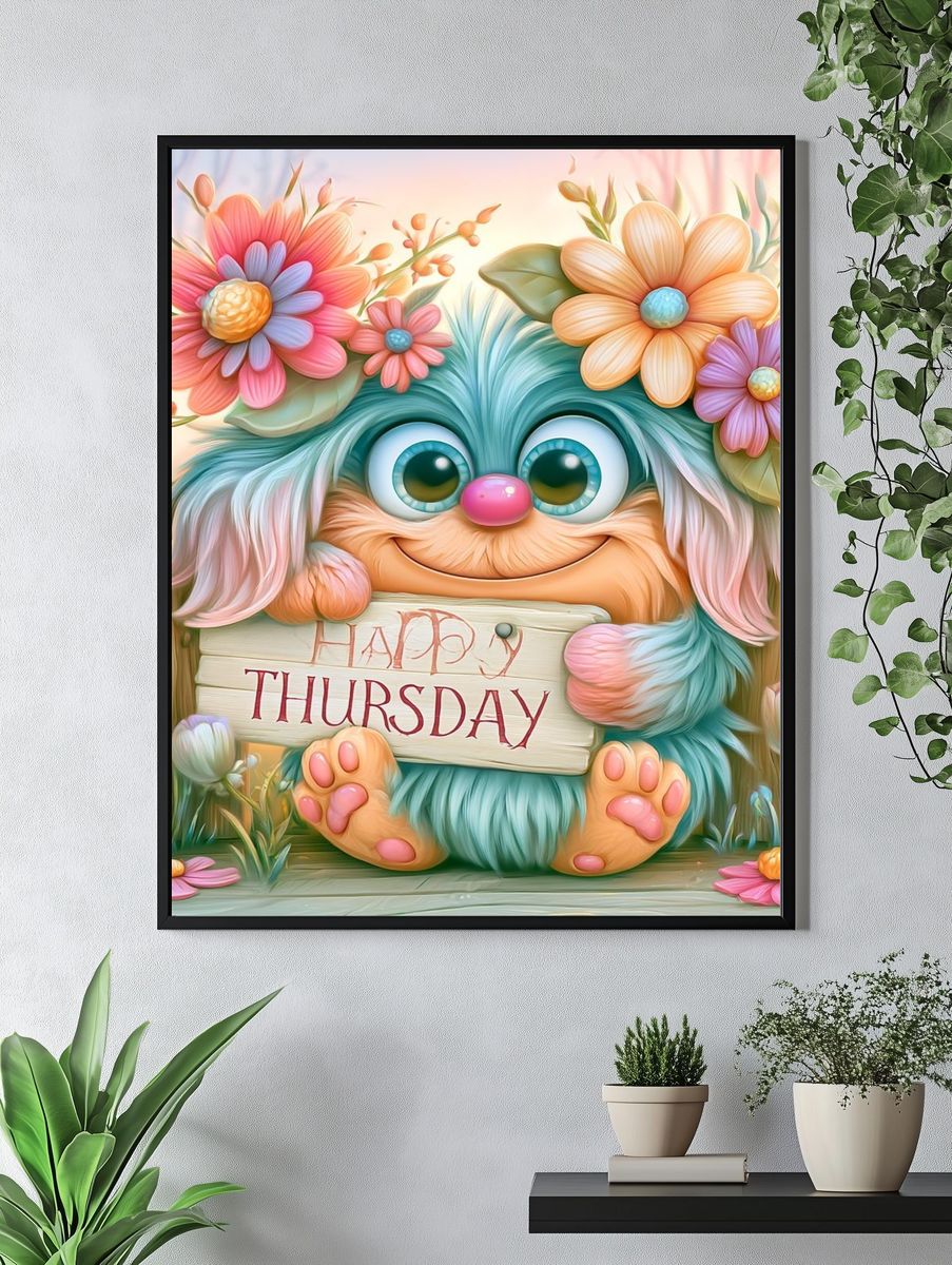 Happy Thursday Cute Illustration Poster. — room view 4