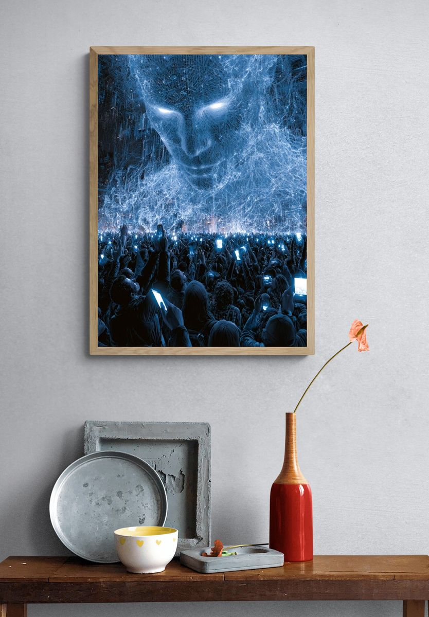 Neon Giant Crowd — Sci-Fi Print. — room view 3