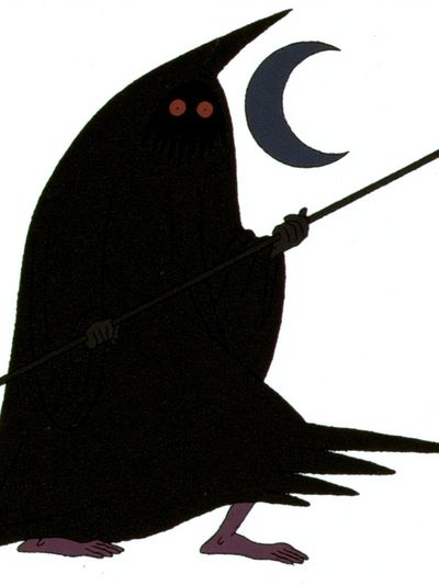 Moonlit Grim Reaper Illustration Poster.