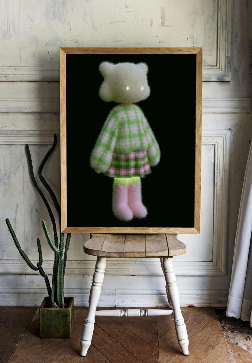 Fuzzy Plush Doll Illustration Poster. — room view 1