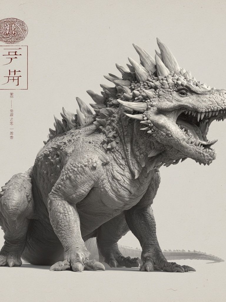 Kaiju Dragon Ink Print. poster — illustration art