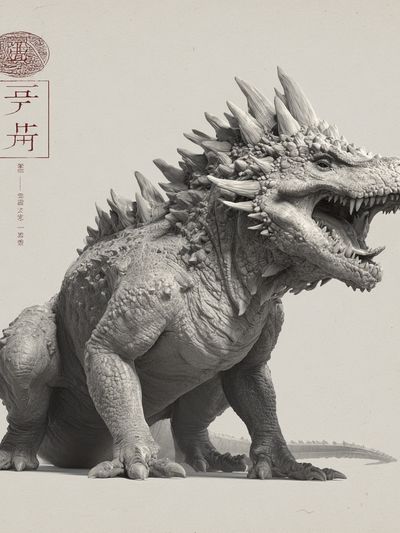 Kaiju Dragon Ink Print. poster