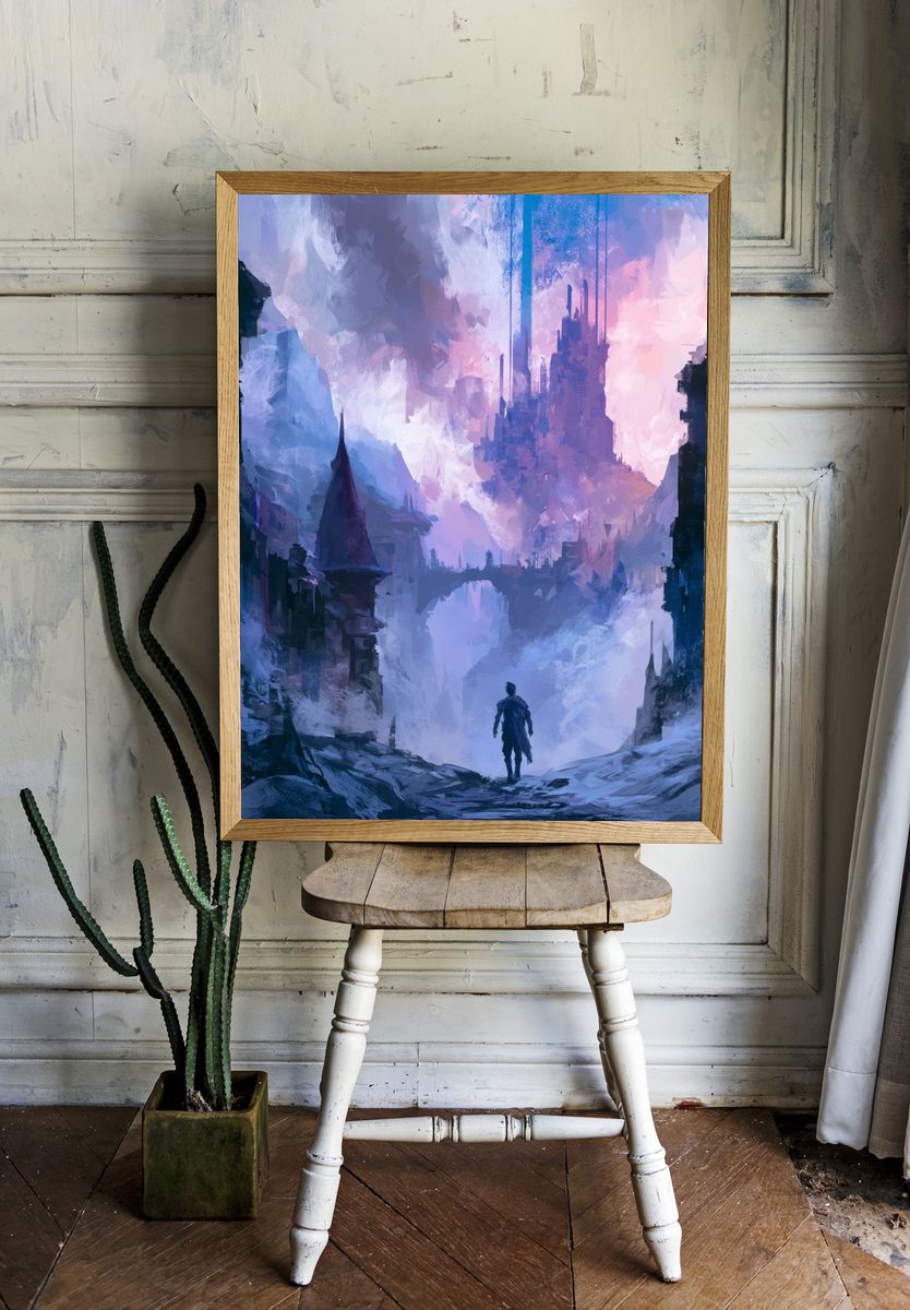 Fantasy Castle Landscape Illustration Poster. room preview