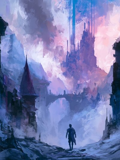 Fantasy Castle Landscape Illustration Poster. poster