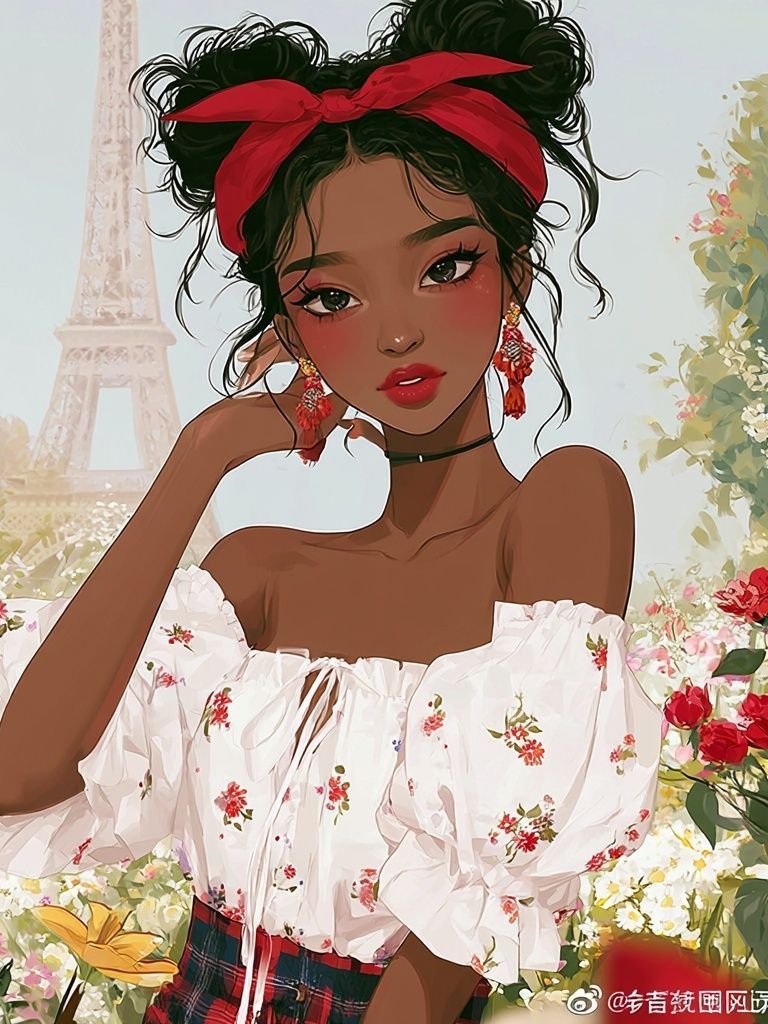 Paris Garden Portrait Illustration Poster. poster — illustration art