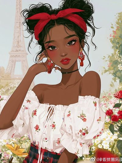 Paris Garden Portrait Illustration Poster. poster