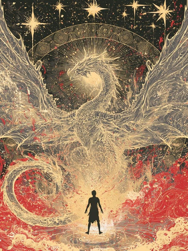 Celestial Dragon Surrealism Print. poster detail