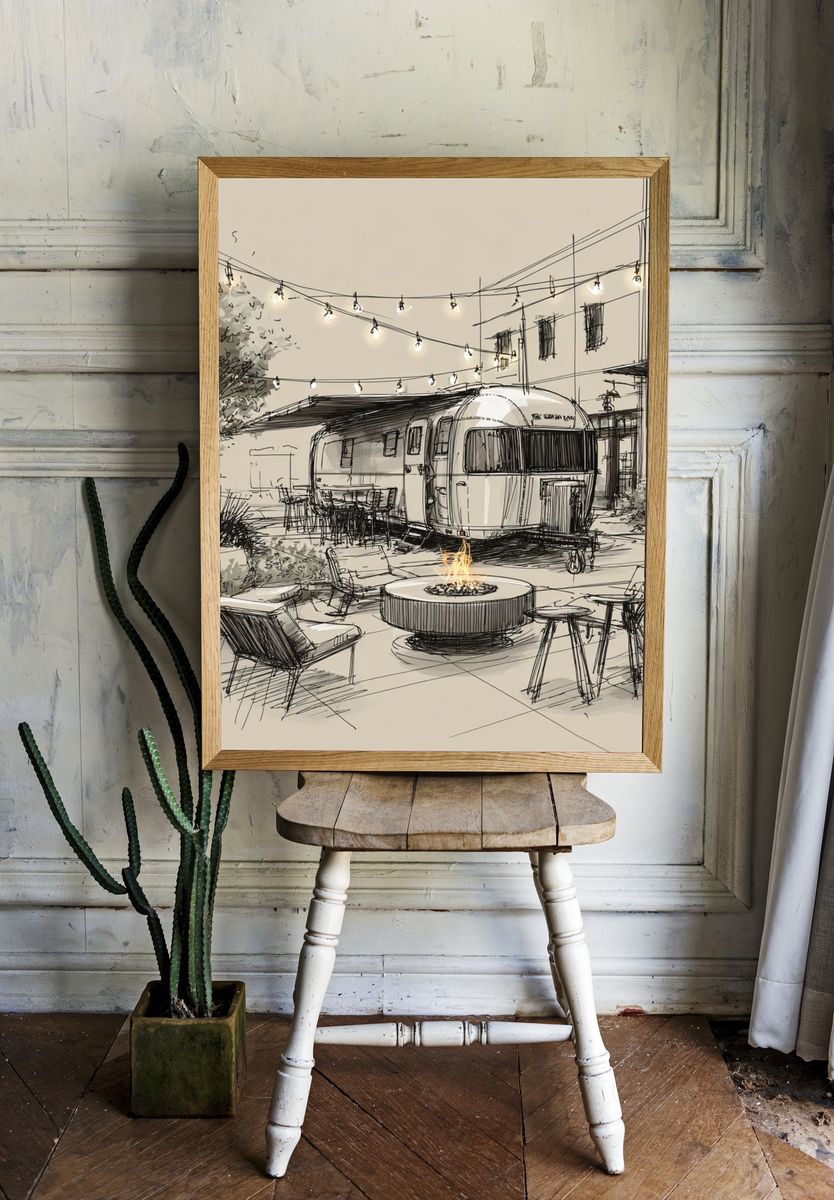 Airstream Courtyard Sketch Poster. — room view 1