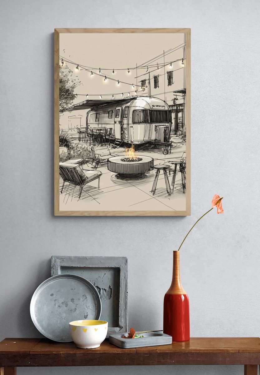 Airstream Courtyard Sketch Poster. — room view 3